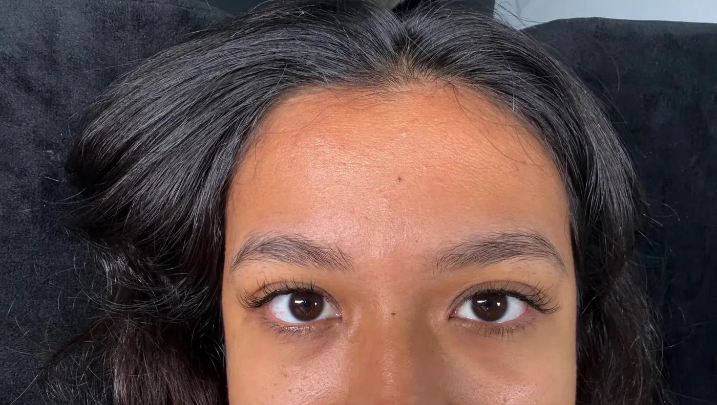 Close-up of a finished classic lash set