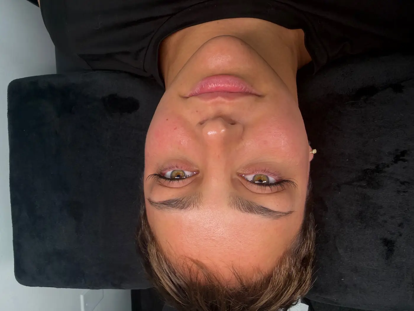 Client resting after a full lash set